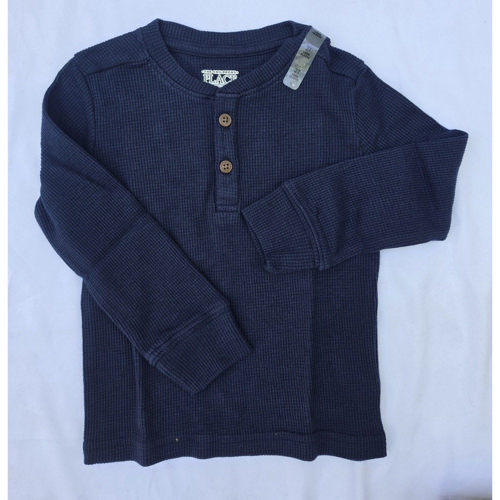 The Children's Place Boys Thermal Henley Shirt 2T Tidal (Navy Blue) NWT